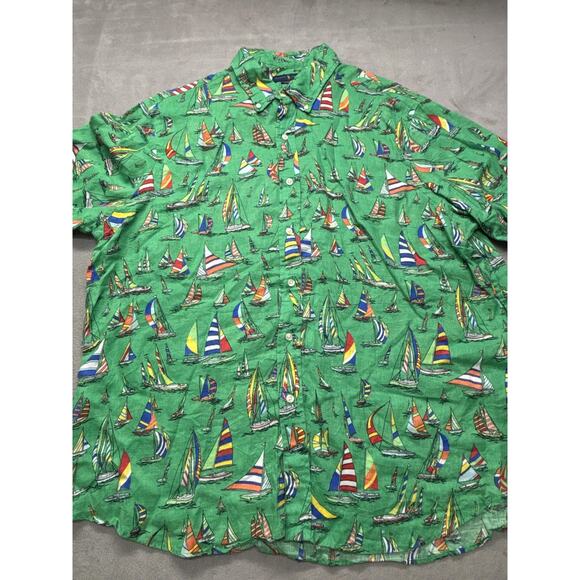 Ralph Lauren Shirt Mens 2XL Linen Button Up Classic Fit Sailboat Nautical Summer - Picture 1 of 8